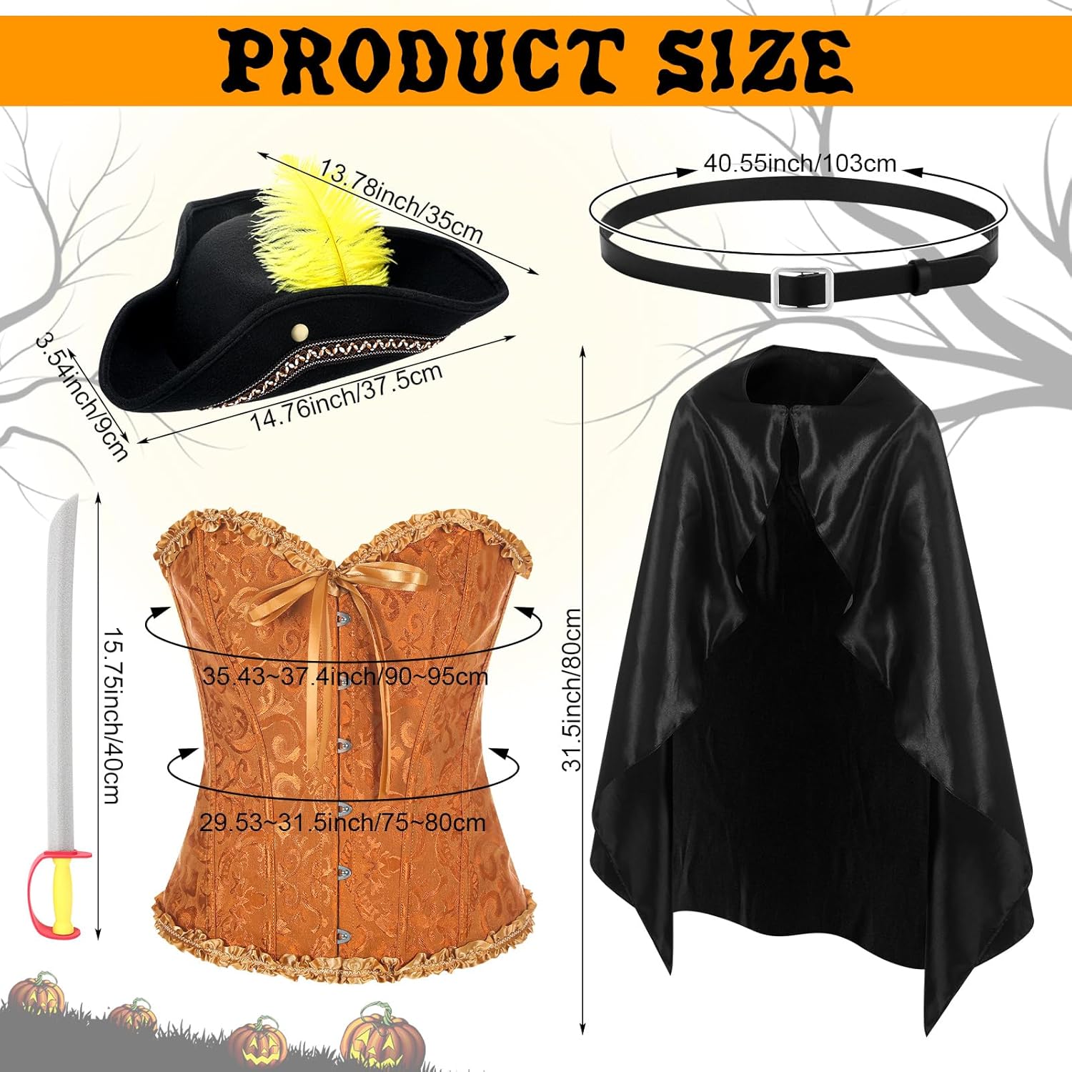 Newcotte Women Cat in Boots Costume Set for Halloween Cosplay Hat Cloak Belt Waist Corset Accessories Props for Adult Halloween Party Cos Supplies - Image 2