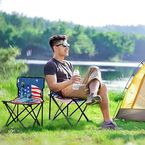 Miniatura 8 de 4th of July Independence Day Blue Liberty Compact Camping Chairs for Adults Ultra-Lightweight Folding Chair with Carrying Bag Outdoor Chairs for