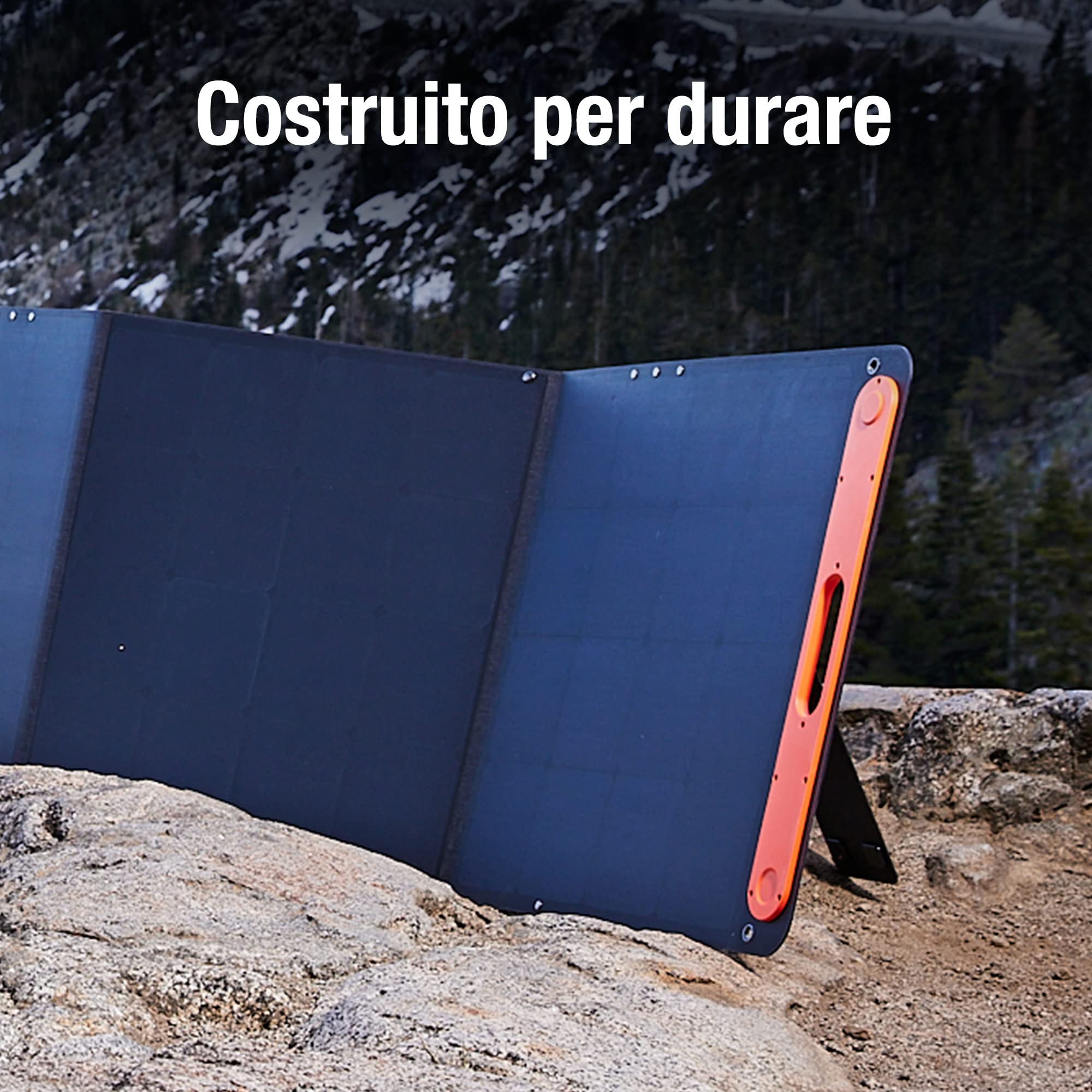 Pannello solare portatile Jackery SolarSaga da 200 W, in abbinamento con Explorer 2000 PRO come generatore solare, alimentazione non allacciata alla rete elettrica per escursioni all'aperto