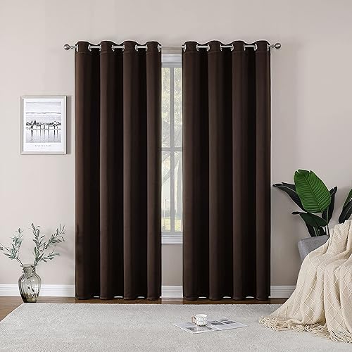 Cortinas opacas de 95 pulgadas de largo, cortinas con aislamiento térmico para oscurecer la habitación, 2 paneles para sala de estar, ojales en la