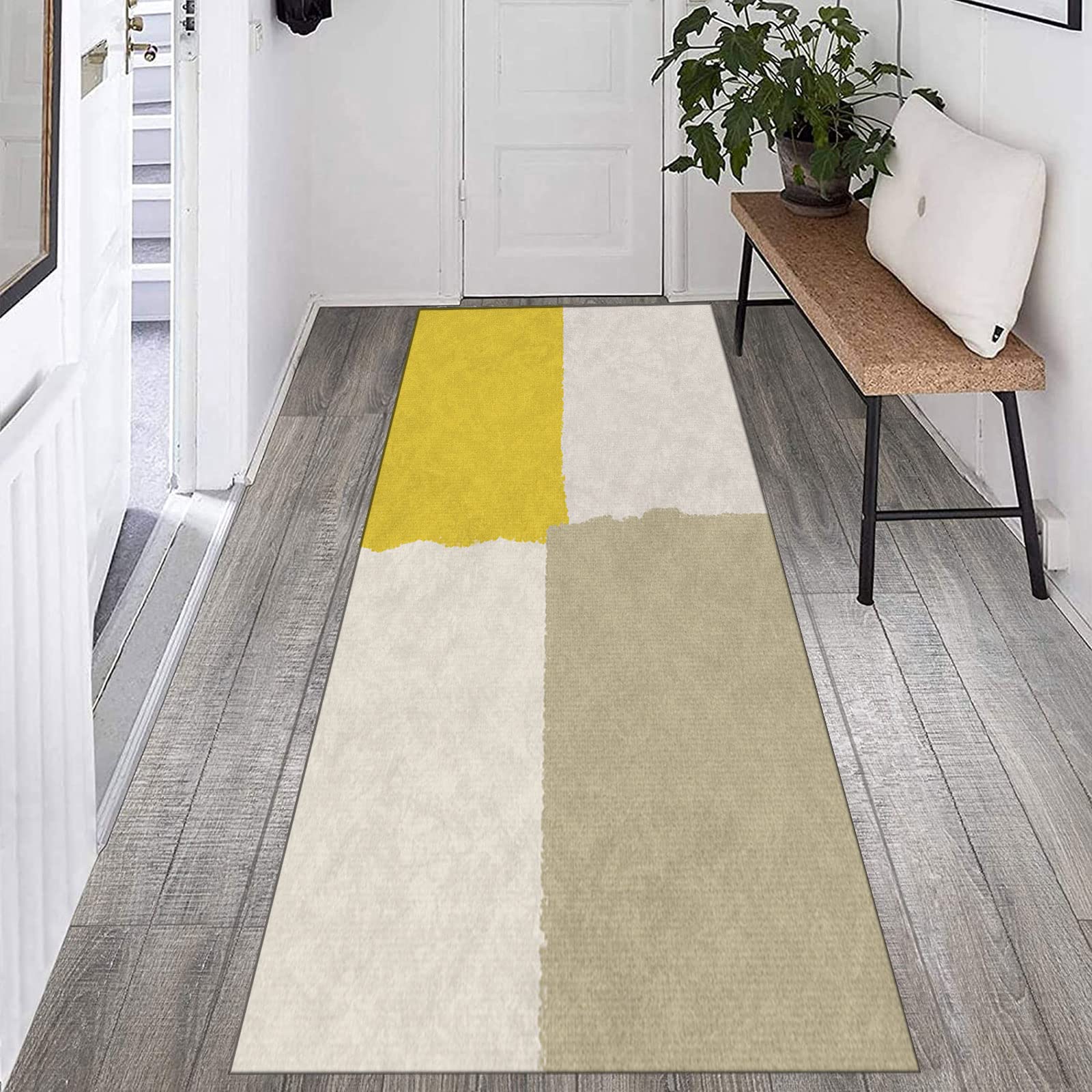 Läufer Teppich Flur Küche rutschfest Modern Abstrakt Marokkanisches Design Waschbarer Teppich für Wohnzimmer Vielseitige Wohnkultur