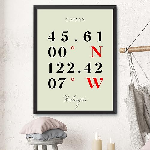 Miniatura 3 de Mapa de Camas, Washington, Coordenadas Multilíneas de Colores (8x10)