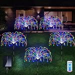 Lumières solaires extérieures, paquet de 4 120 LED Les feux d'artifice solaires imperméables sont 8 Modes Décorative Sparkles Stake Landscape Light, Jardin de fil de cuivre Lampe de feu pour jardin Patio Decor (Multi-Color)