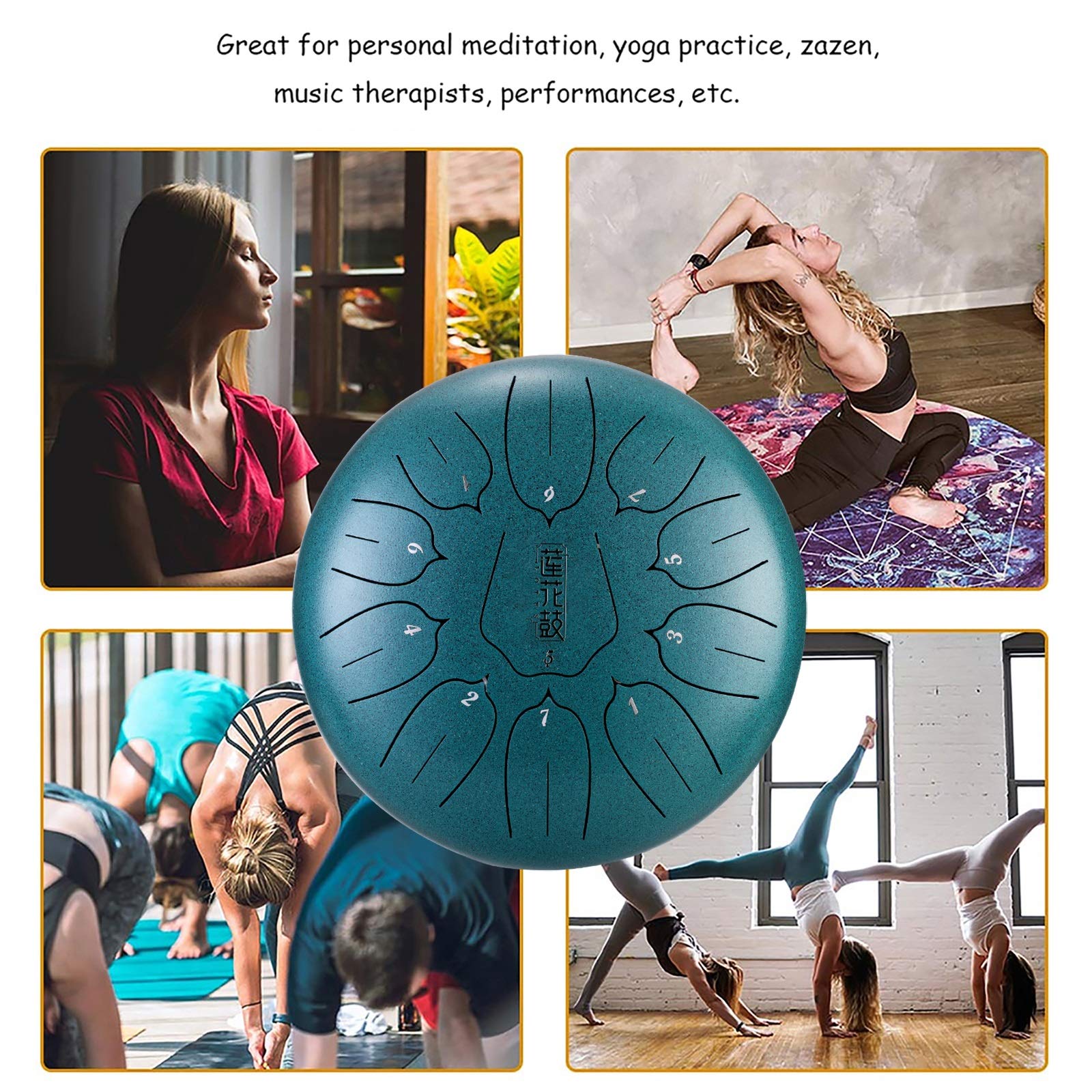 11 Anmerkungen Stahlzunge Trommel 10 Zoll Handbecher Harmonische Percussion Instrument für Meditation Yoga Zen, Mallets/Reisetasche/Handbuch, Geschenk für Anfänger Musikliebhaber (Color : B)