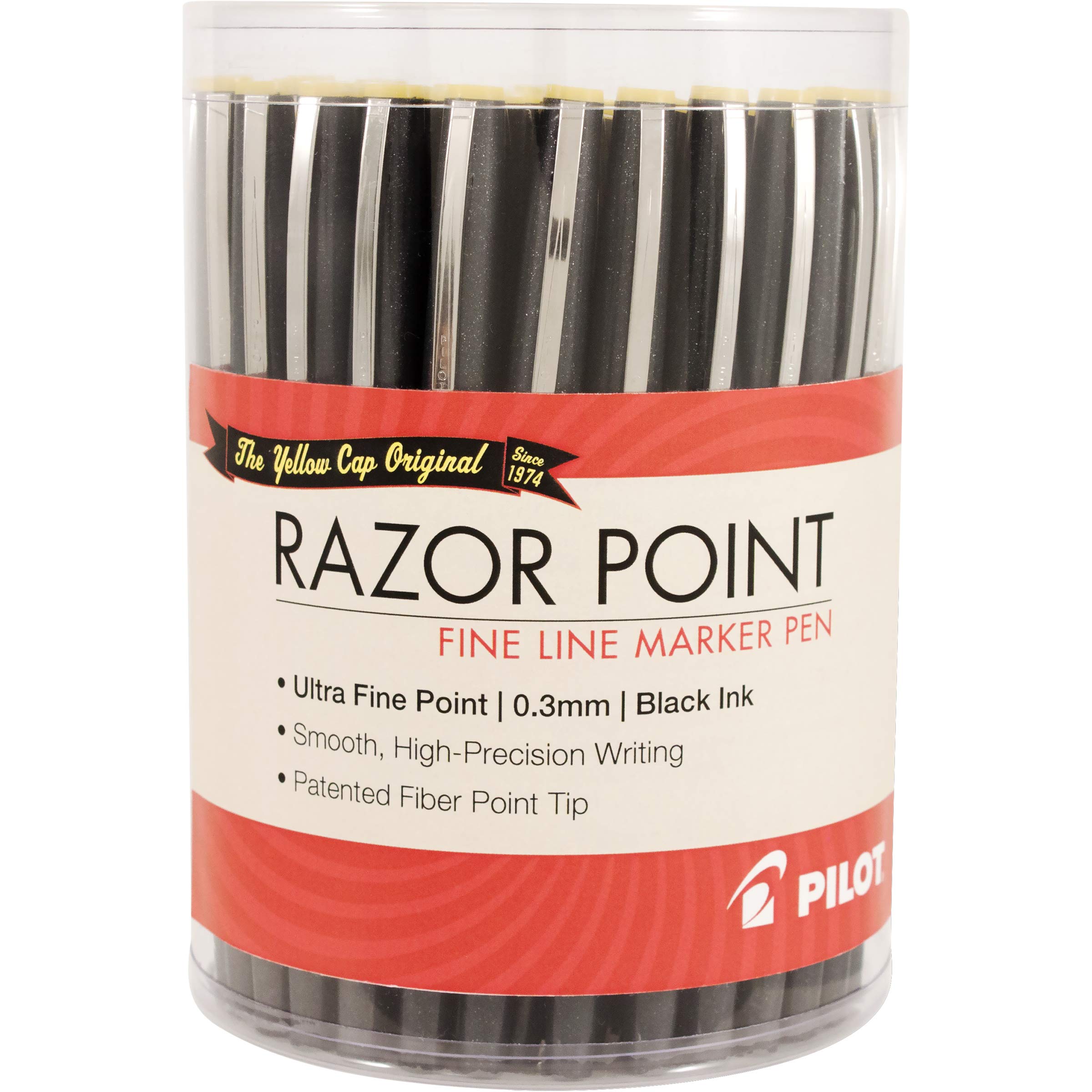 PILOT Razor Point 84064 Lot de 36 marqueurs à pointe fine, encre noire 0,3 mm