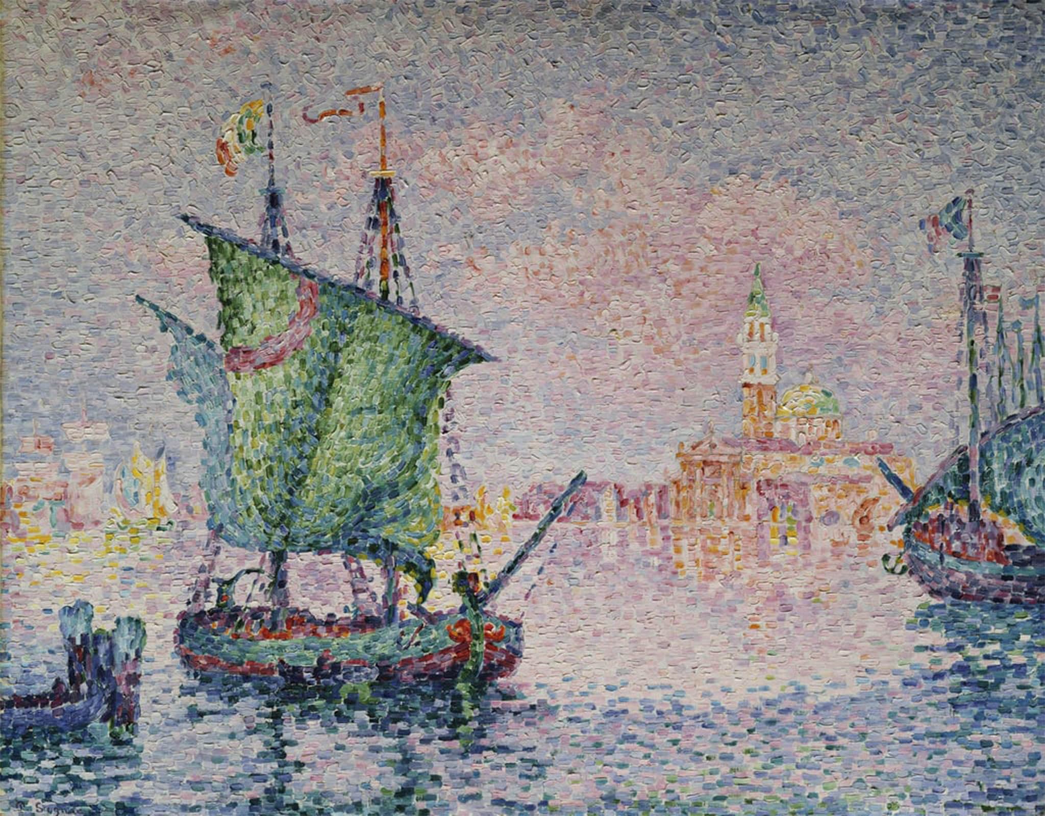 ARTXLXXBN Famous Print Painting Colorful Art Print the Pink Cloud by Paul Signac Canvas Art Decorations for Home Decor 60x90cm