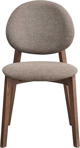 Miniatura 4 de Acme Hadasa - Silla auxiliar tapizada en marrón claro y nogal (juego de 2)