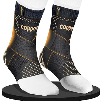 Ultra-Breathable Copper Ankle Braces Adjustable Compression Support, Medium | Removable Figure-8 Straps, AirFlow Knit, All-Day Wear - Ankle Sprains & Plantar Fasciitis & Sports & Injury Recovery