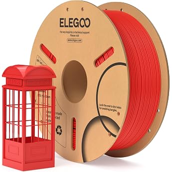 ELEGOO PLA Filament 1.75 mm Red 1 kg 3D Printer Filament Dimensional Accuracy +/- 0.02 mm 1 kg Cardboard Spool Filament 3D Printing Materials Fits Most FDM 3D Printers