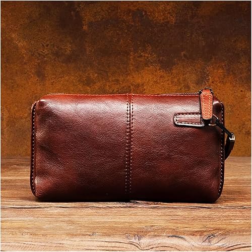Miniatura 2 de Mens Purse Retro Leather Handbag MEN'S Long Money Baotou Layer Zipper Wallet Clutch Bag