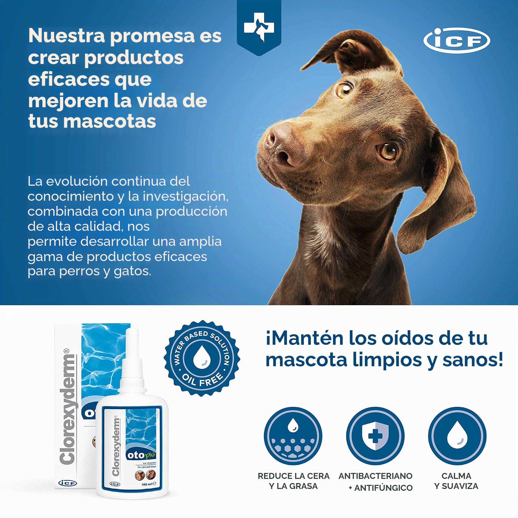 ICF Livisto Clorexyderm Oto PIU - Limpiador de oídos (2 x 150 ml)