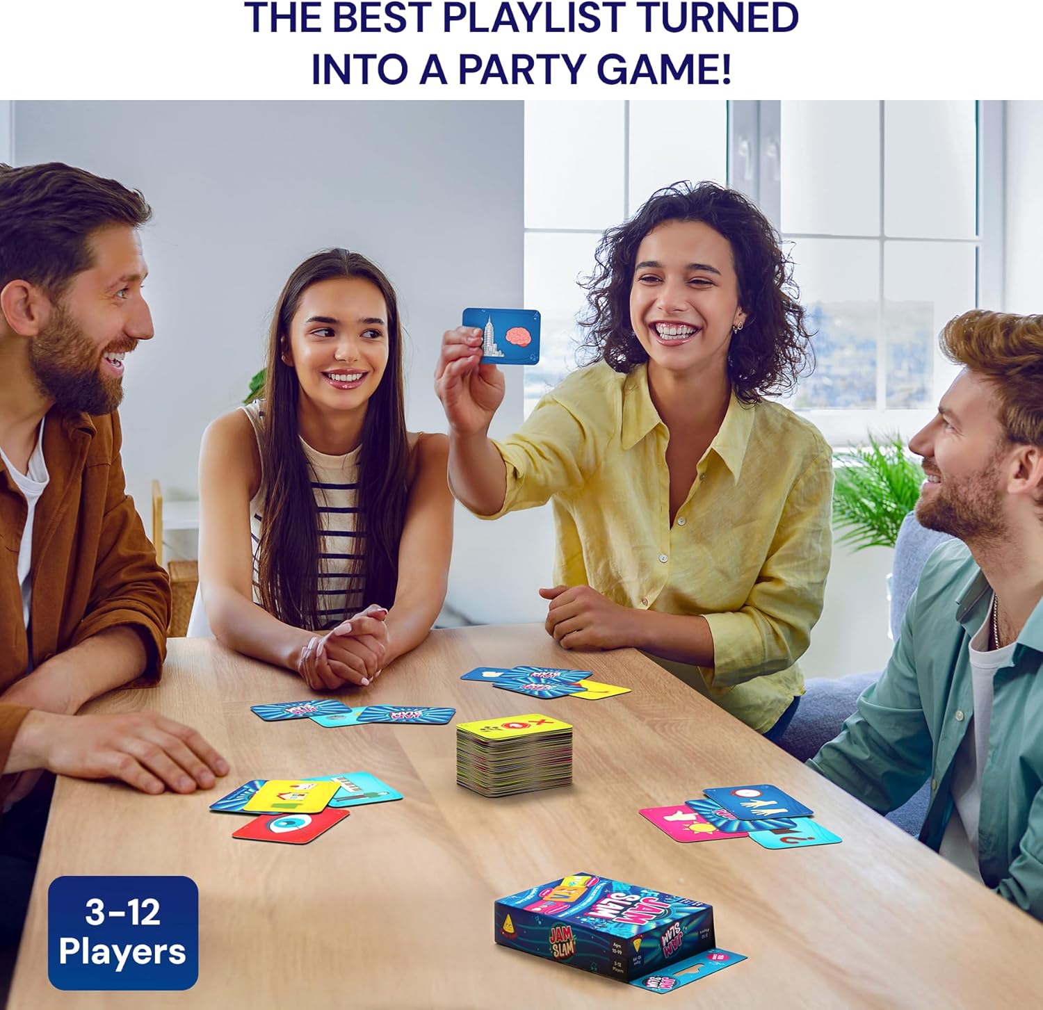 Gouda Games Jam Slam Music Card Game - Fast-Paced Song Guessing Party Game for Family Game Night, Fun for Adults, Teens & Kids, Gift for Music & Board Game Lovers, 3-12 Players