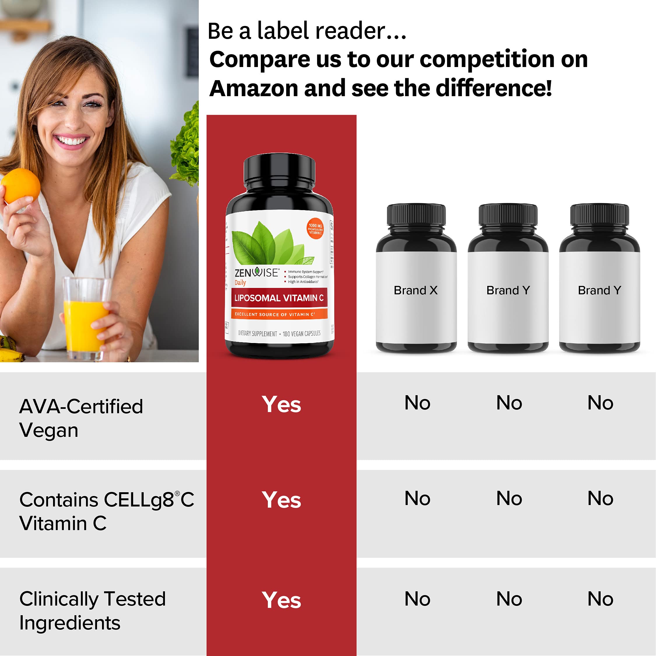 Buy Zenwise Vitamin C Liposomal Ascorbic Acid 1000 MG of Organic