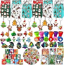 Christmas Party Packs, 12 Pack Christmas Birthday Goodie Bags with Stamps Scratch Art Slap Bracelets Stickers for Xmas Treat Bag Classroom Rewards
