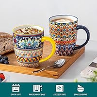 Vista 4 de vancasso 16 oz Coffee Mugs Set of 6, Large Ceramic Mug with Handle, Boho Coffee Cups for Latte, Cappuccino & Hot Chocolate, Dishwasher & Microwave