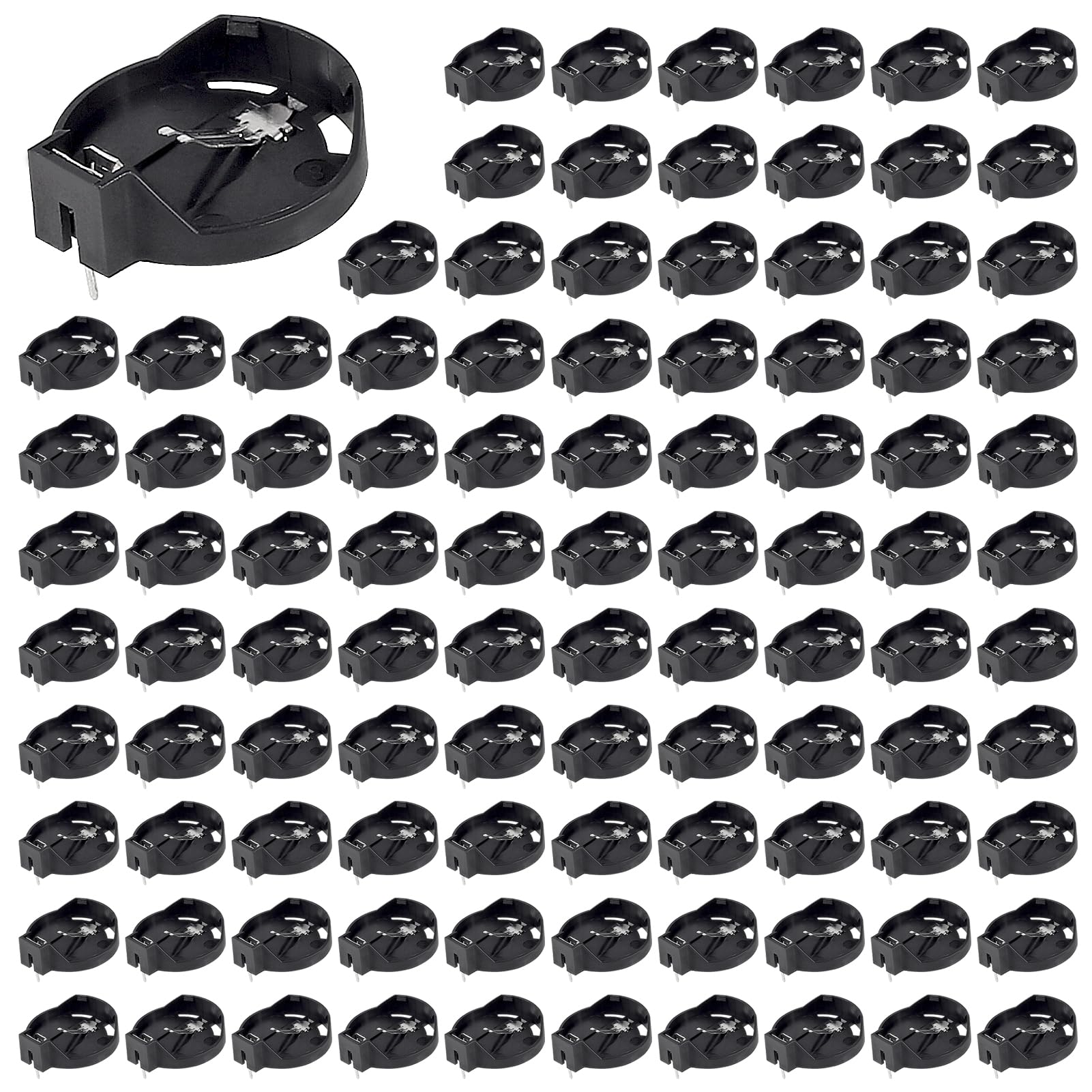 ACEIRMC 100pcs CR2032 2025 2015 Battery Holder, Coin Cell Button Socket Holder Case, CR2032 2025 2015 Coin Cell Button Battery Holder with 2 Pin Solder Mounting Lead (B)