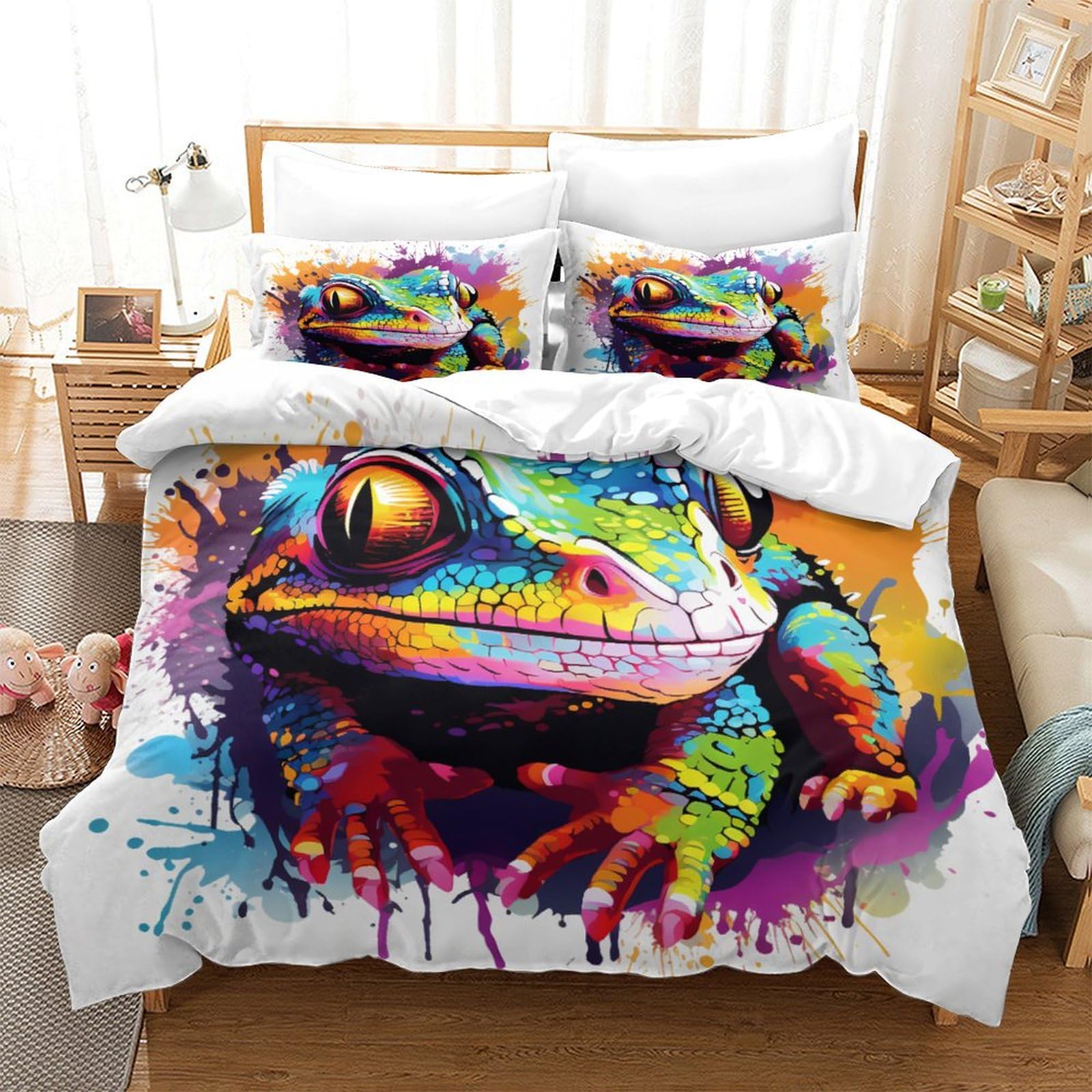 Housse de couette 260x220 avec fermeture éclair parure de lit lézard