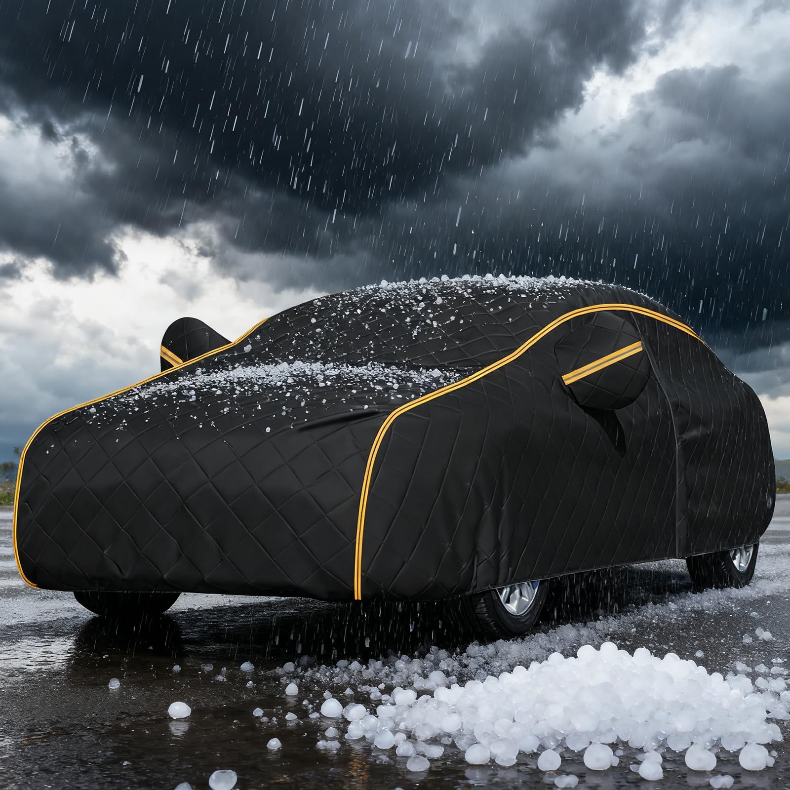 Funda Auto para Peugeot 207 5-Door Hatchback 2009-2014,Anti-Granizo Cubierta Auto Algodón Espesado, Impermeable Anti-UV Resistente Al Polvo Nieve Rasguño con Puerta Cremallera