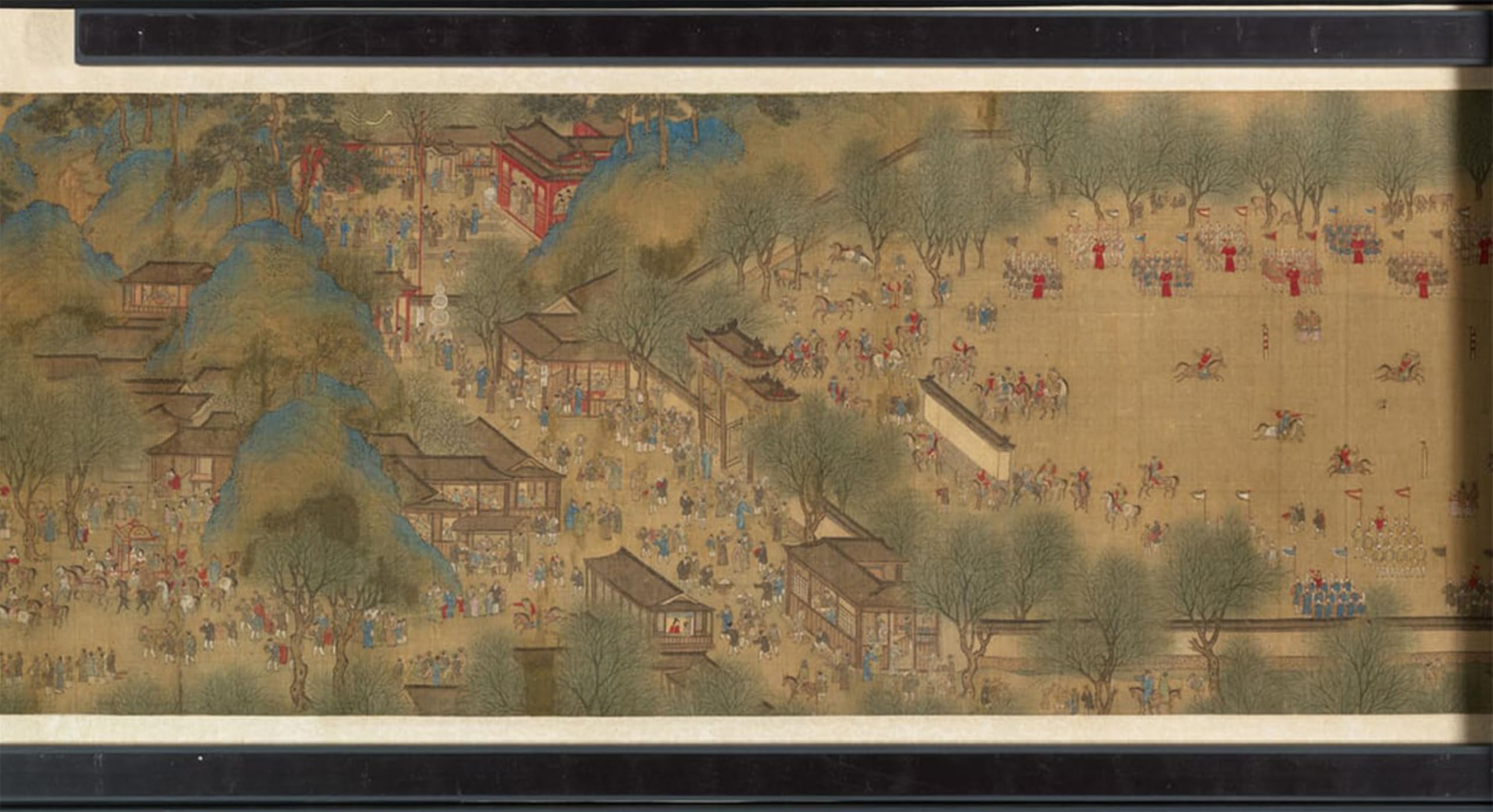 ARTXLXXBN Famous Print Painting Colorful Art Print Spring Festival on the River by Qing Dynasty Chinese School Canvas Art Decorations for Home Decor 60x90cm