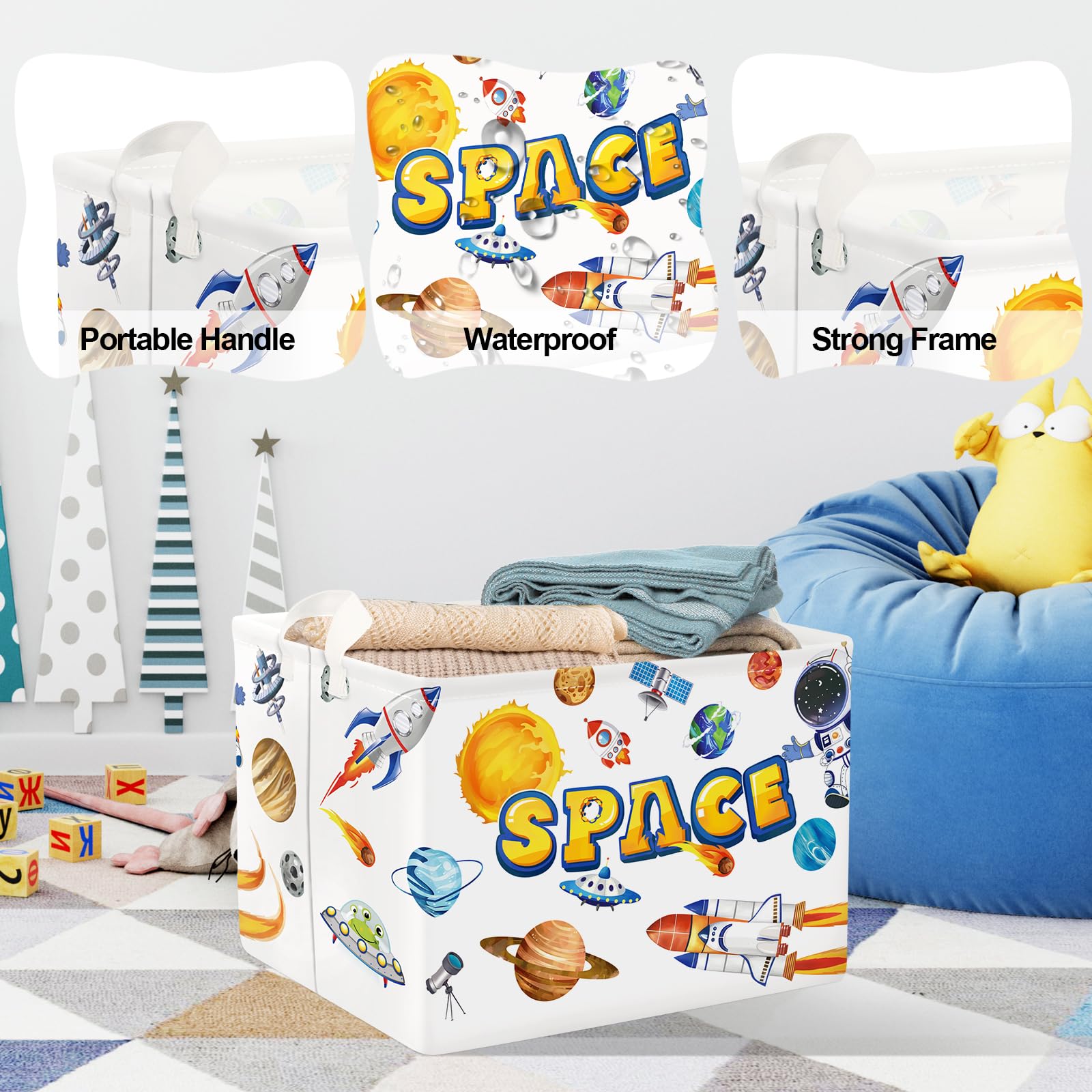 Clastyle Space Laundry Hamper Cosmic Book Storage Basket for Bathroom Parent Storage Box to Organize Toy Clothes - Image 4