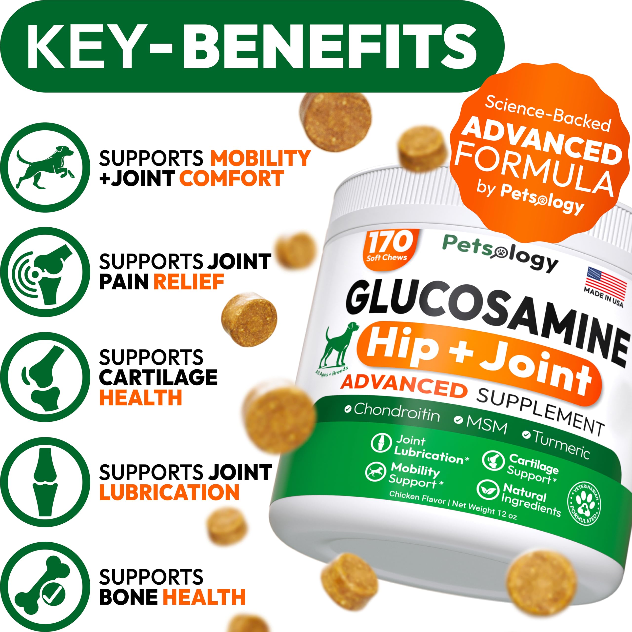 Glucosamine for Dogs - Hip and Joint Supplement for Dogs - 170 Mobility Chews - Glucosamine Chondroitin - MSM - Turmeric - Joint Pain Relief - Advanced Support for Dog Health - Made in USA - image 2