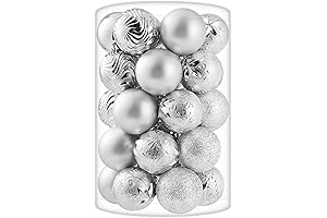 34 Count Silver Christmas Ball Ornaments for Festive Decor