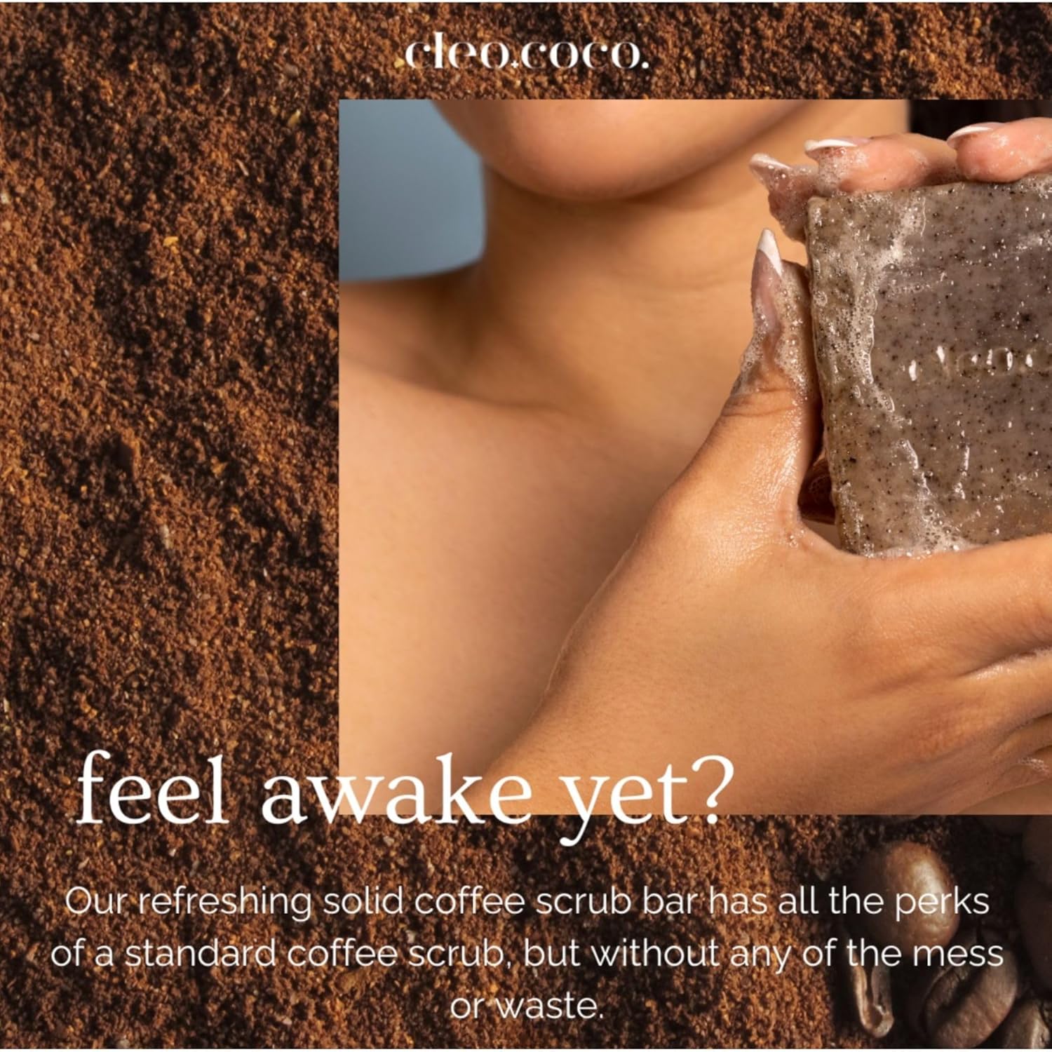 Cleo+Coco Coffee Body Scrub Bar - No Synthetic Fragrances, Paraben Free, SLS Free, Cruelty Free, Ethically Sourced (6oz)
