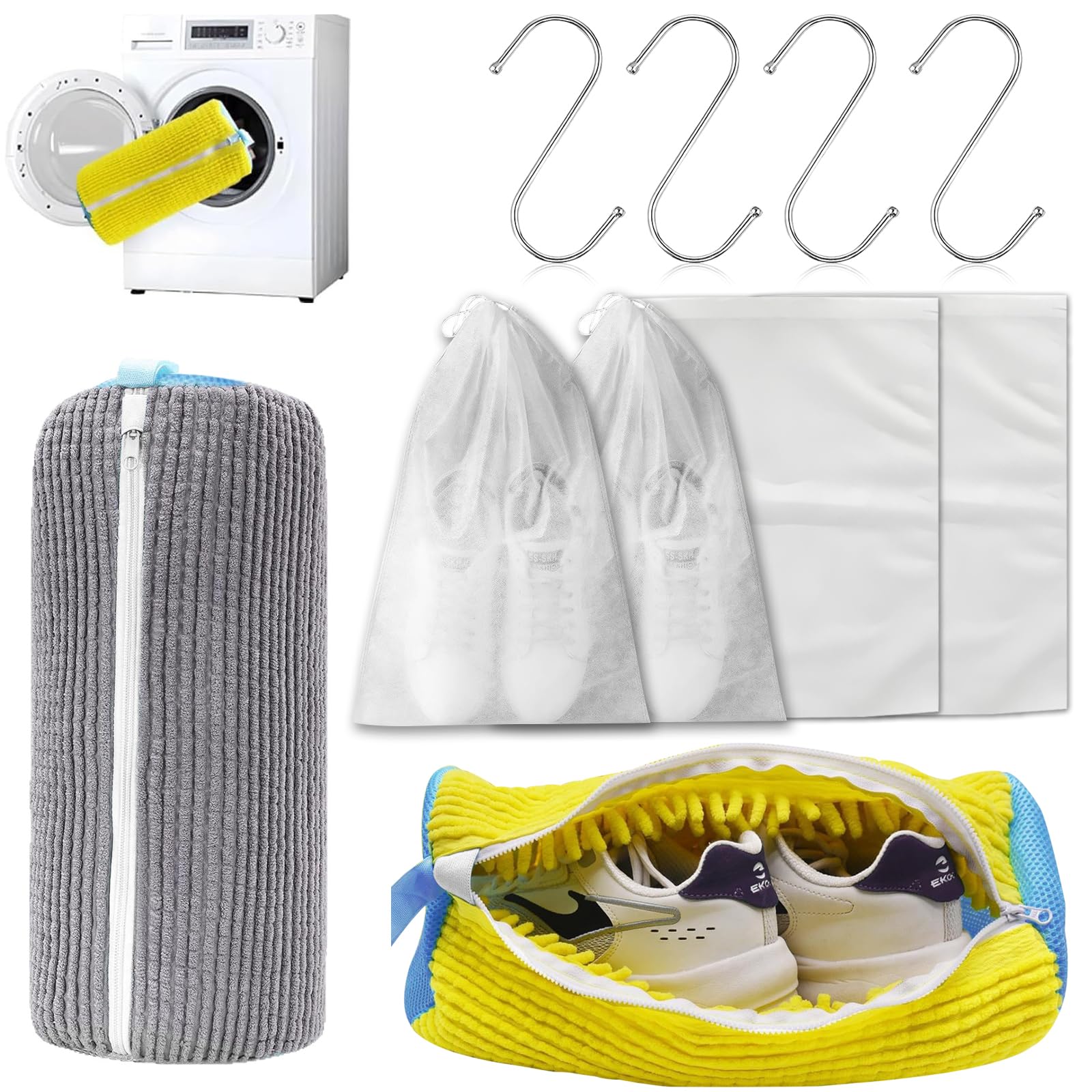 2 Stück Schuhwaschbeutel Waschmaschine, Schuhbeutel Waschmas