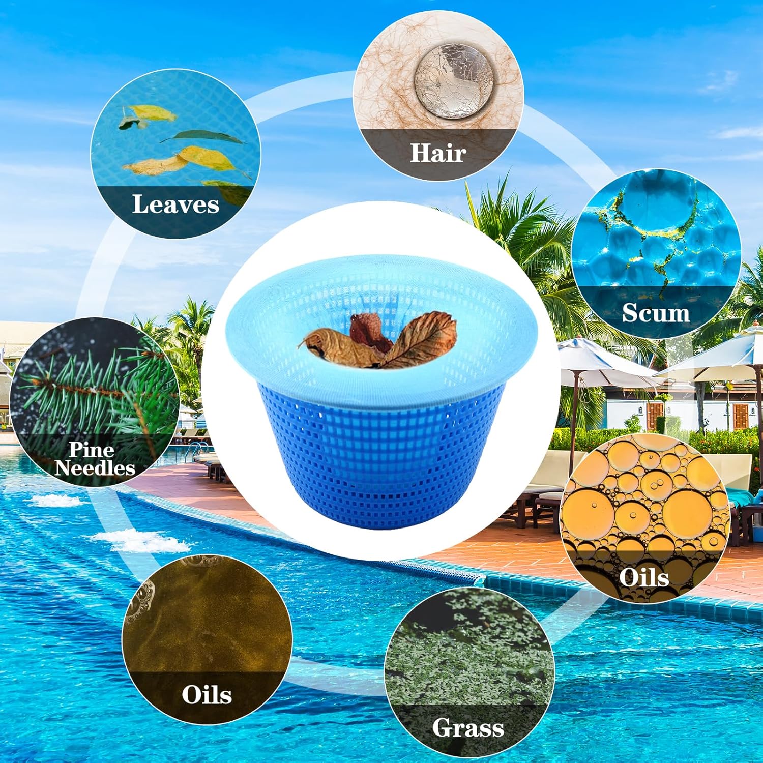 100 Pack Pool Skimmer Socks,Blue Pool Filter Socks for Skimmer Basket for above Ground and Inground Pool Fine Mesh Screen Pool Skimmer Scum Socks Saver,Pool Cleaning Filter Socks Cleans Debris Leaves