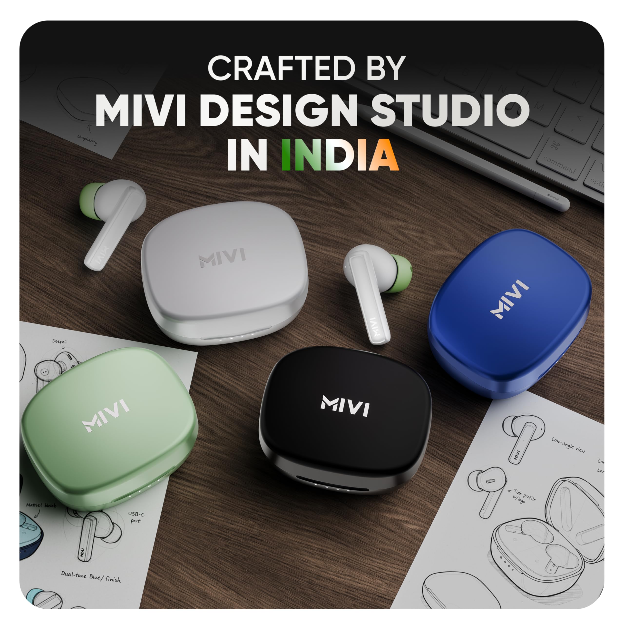 Mivi DuoPods Sync in Ear Earbuds | 60H Playtime Bluetooth Earphones Wireless | Earbuds ENC for Clear Calls | 13mm Drivers Ear Buds Wireless | Gaming Mode | BT 5.3 TWS ENC Earbuds Style | Earpods — Amazon image 7