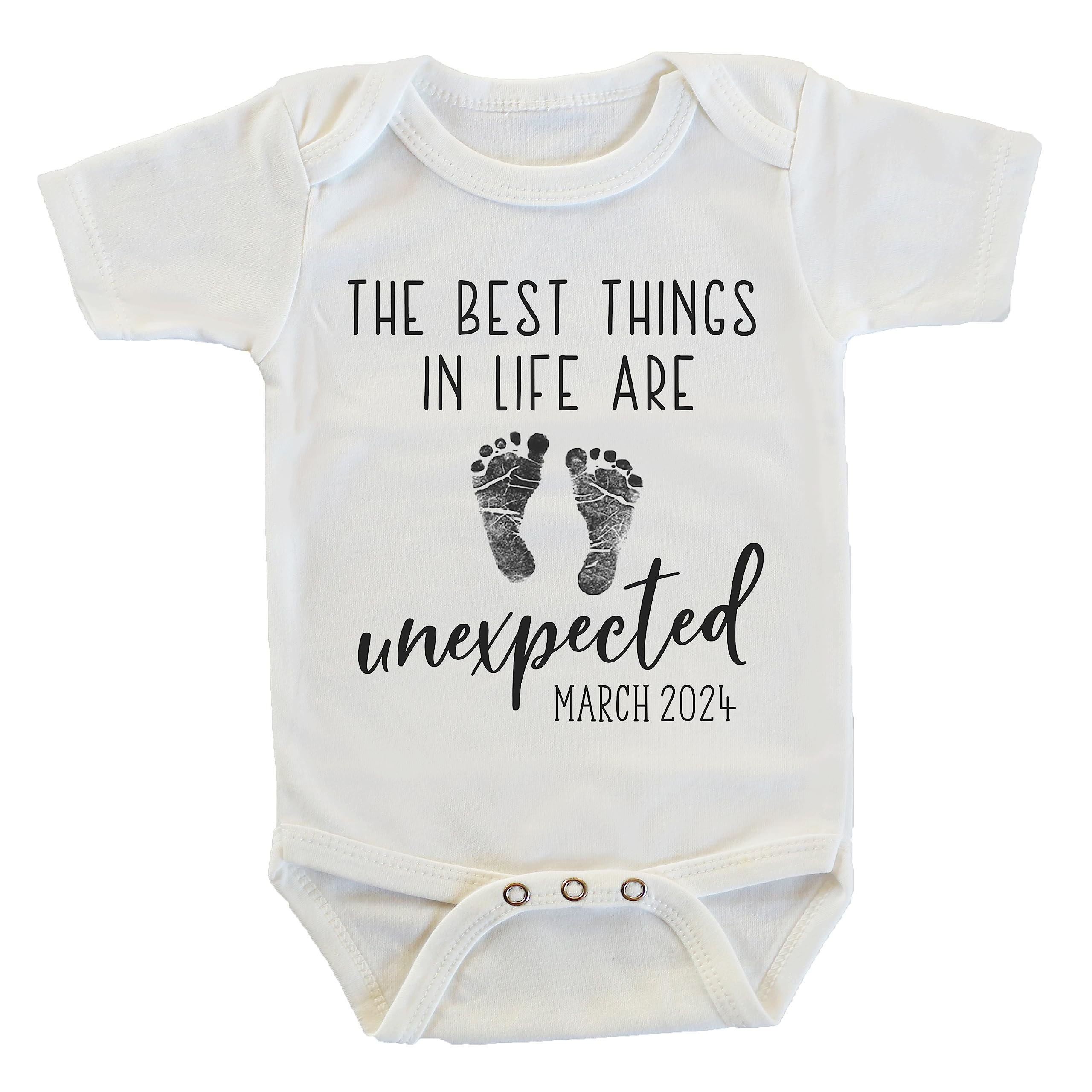 Witty and Bitty The Best Things in Life Are Unexpected Pregnancy Reveal Announcement Onesie/Bodysuit