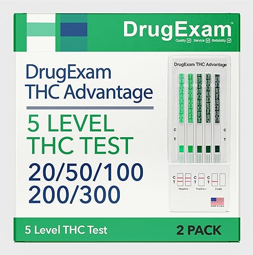 DrugExam THC Advantage - Kit de prueba de orina casera de marihuana multinivel fabricado en Estados Unidos. Kit de prueba de drogas THC de 5 niveles