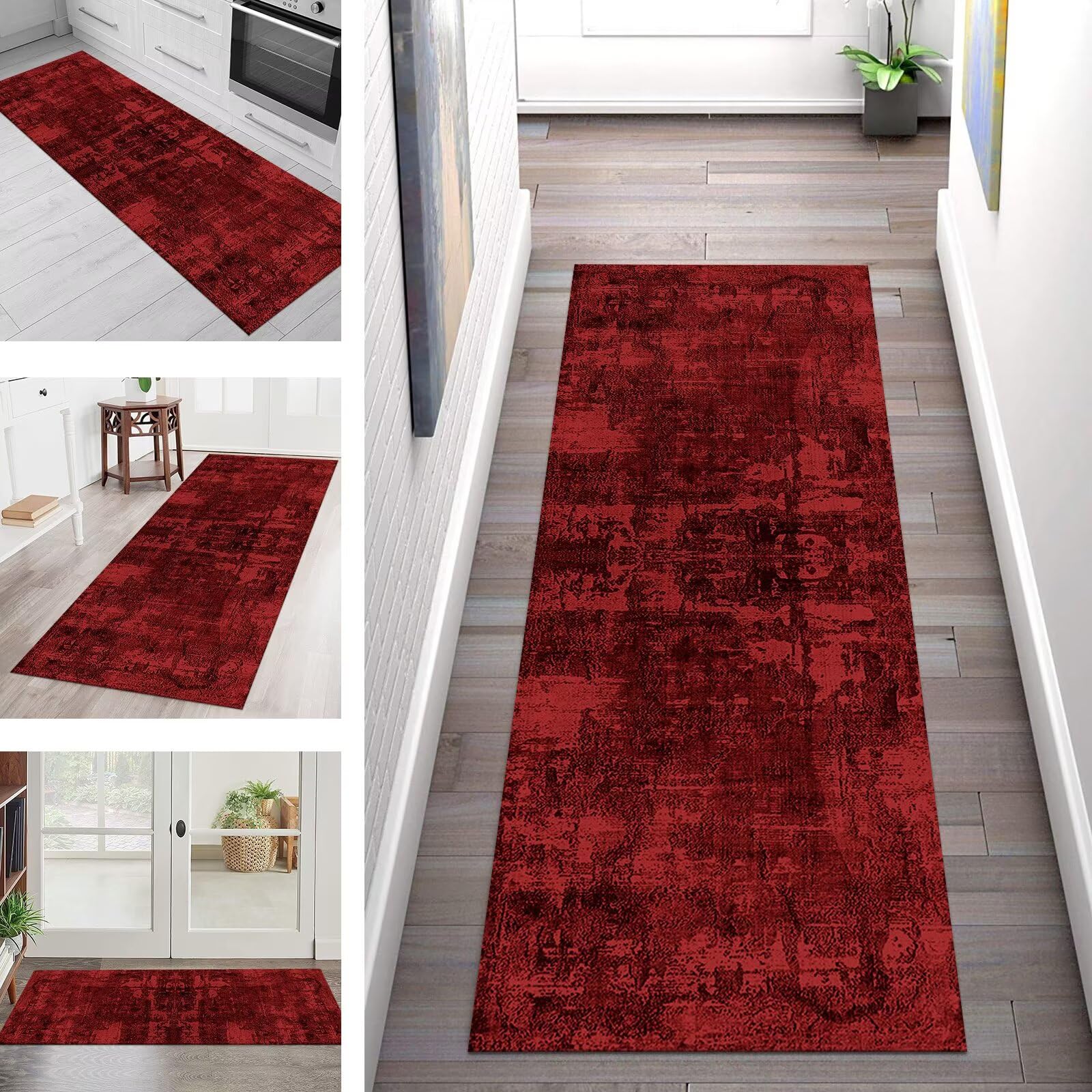 Teppichläufer Rutschfest & Waschbar – Für Flur, Küche, Wohnzimmer (Grau, 60x150 Cm & Anpassbar)