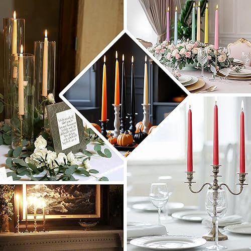 Miniatura 5 de Efavormart - Paquete de 10 velas cónicas de 10 pulgadas, diseño de cera de alta calidad, color azul polvoriento, velas sin perfume