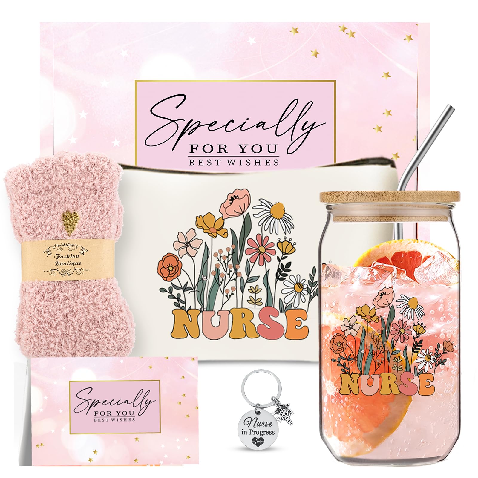 DHQH Nurse Gifts for Women, Appreciation, Week ，Graduation, Birthday, Thanks You Gifts Box for Nursing, RN, Nurse Practitioner, Week Set with 16OZ Glass Cup