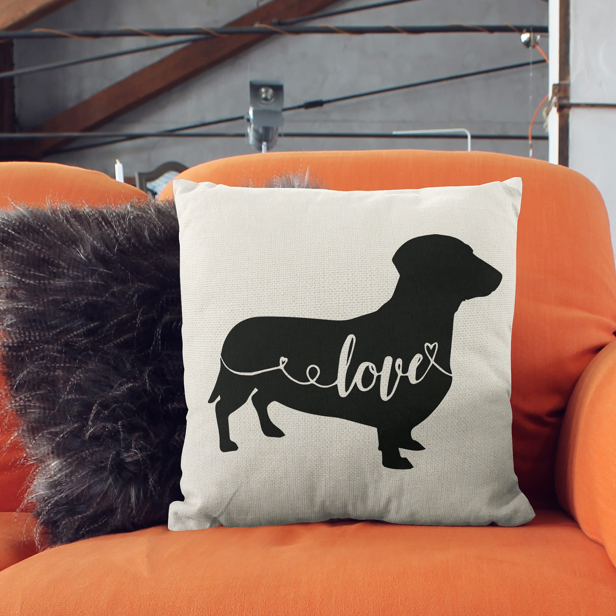 Dackel Kissenbezug 45x45 Cm – Lustiges Dackel-Muster, Geschenk Für Dackel-Fans, Mit Reißverschluss