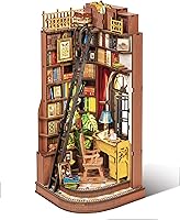 Rolife Silent Corner Study DIY Book Nook Kit - British 3D Puzzle Bookend, Miniature Bookshelf Decor for Book Lovers & Adults