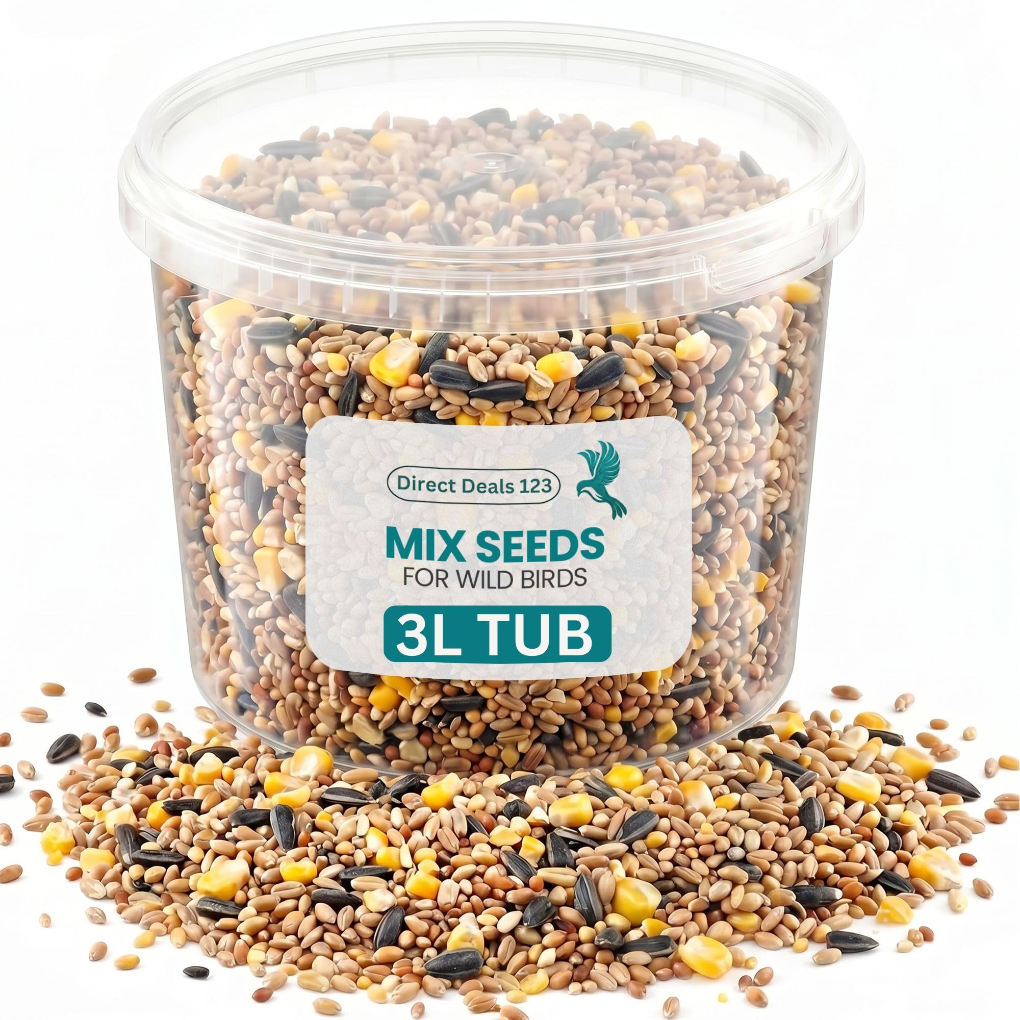 (3L TUB) Mix Seed for Wild Bird food Premium Garden Feed Natural Birdseed for Sparrows Finches Small Wildlife Clean Feeding Year Round Nutrition Quality Seed Blend Pack