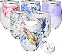 Vista 8 de THILY Vaso de vino aislado de acero inoxidable de 12 onzas, copa de vino sin tallo con tapa deslizante y popote de metal, taza de viaje que mantiene