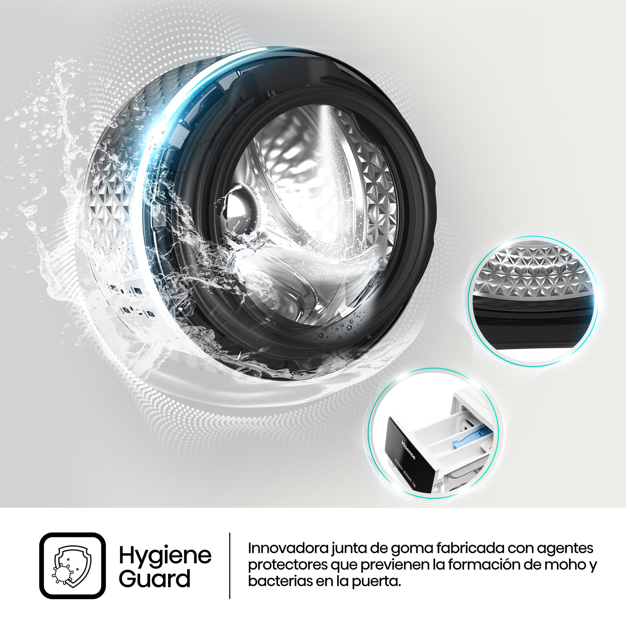 Hisense WD3S1043BW3 - Lavadora Secadora 2 en 1 con Vapor,Clase D/A, Carga Frontal 10.5 kg Lavado, Secadora 6 kg, Conectividad WiFi, Programación Asistida, Monitor de Consumo, Serie 3S, Blanco
