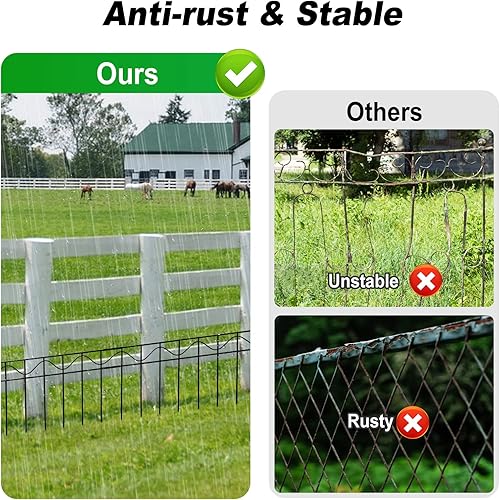 Miniatura 3 de Paquete de 10 vallas decorativas de jardín de 32 x 10 pulgadas, valla de barrera de animales, espacio de picos de 2.3 pulgadas, valla sin