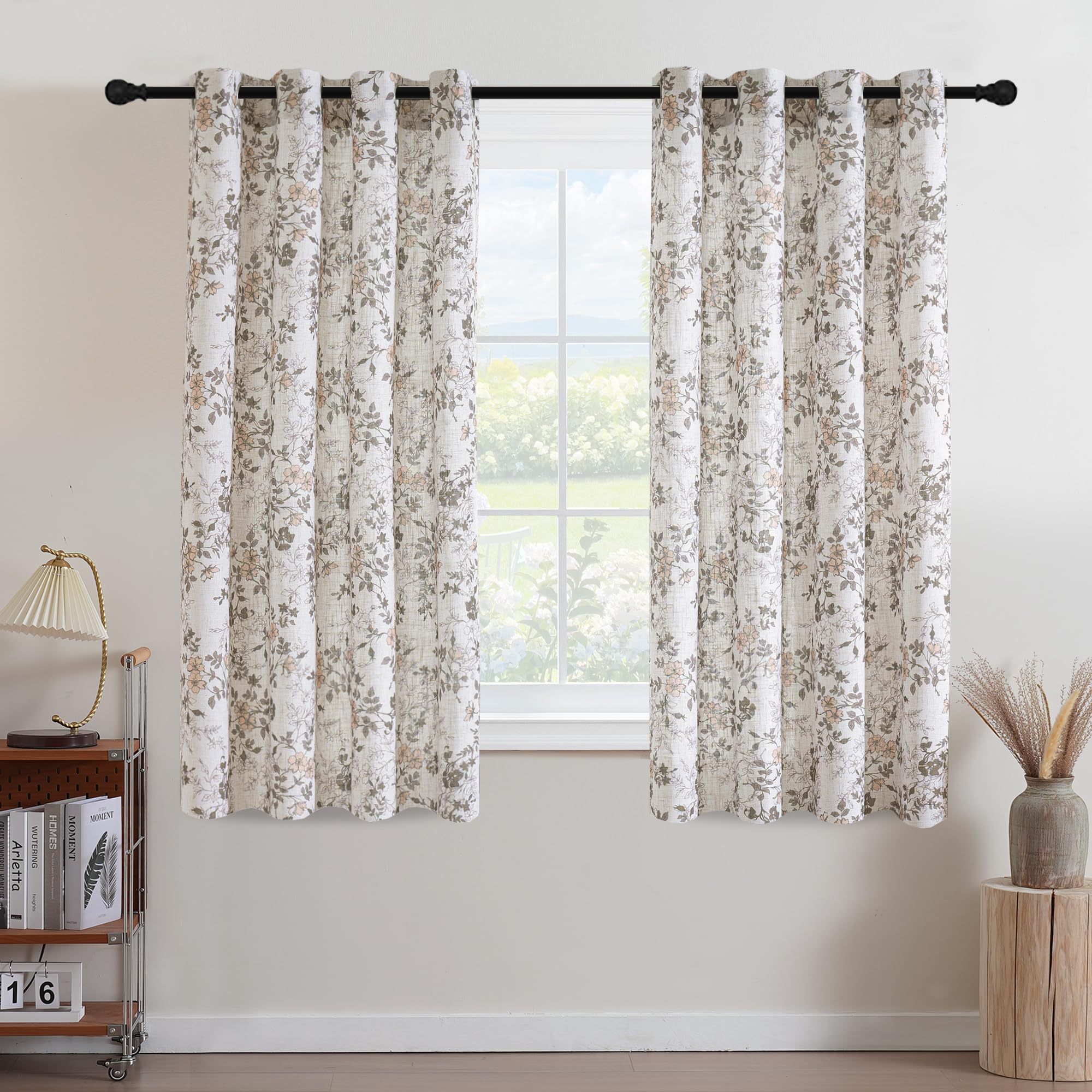 Floral Linen Curtains - Blue Farmhouse Drapes -21 Floral Linen Curtains - Blue Farmhouse Drapes -21