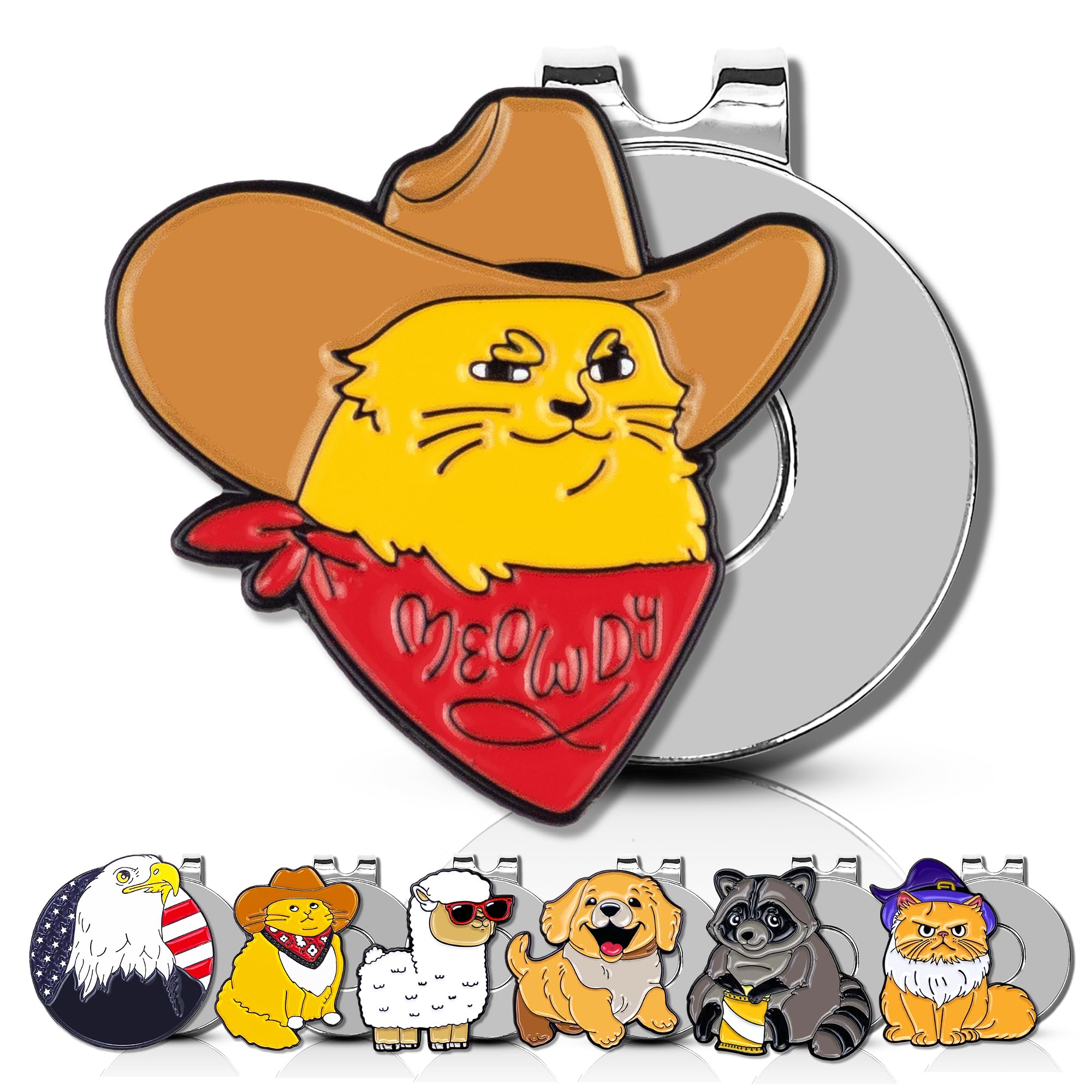 ClubSmith® Animal Golf Ball Marker with Magnetic Hat Clip, Funny Cute Cat & Dog, Premium Alignment Putting Mark, Golf Accessories & Gifts for Men and