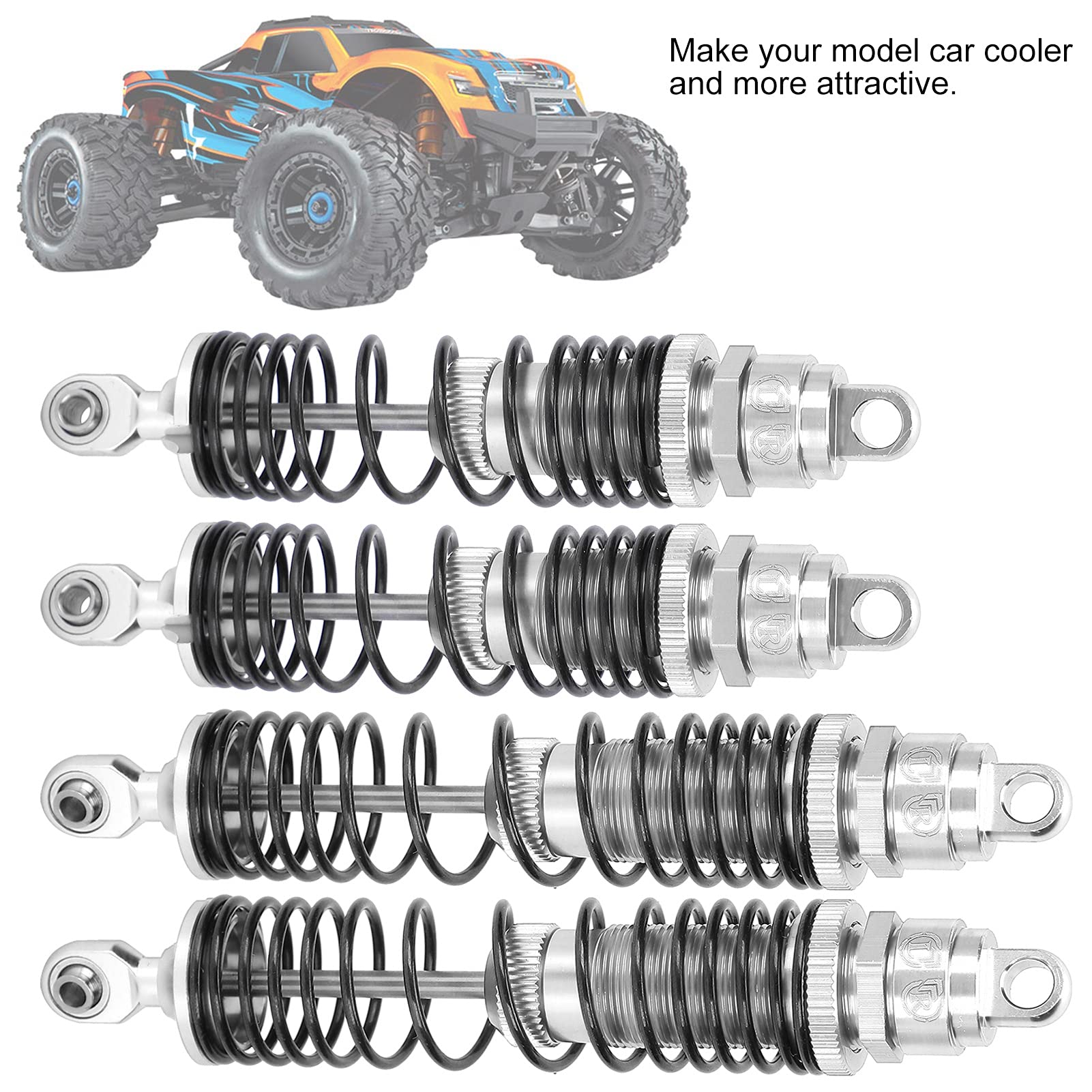 4-teilige RC Stoßdämpfer Aus Metall - Für 1/10 Slash RC-Autos In Silber