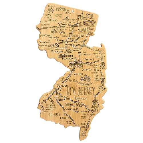 Totally Bamboo Destination New Jersey State Shaped Cutting Board, Charcuterie