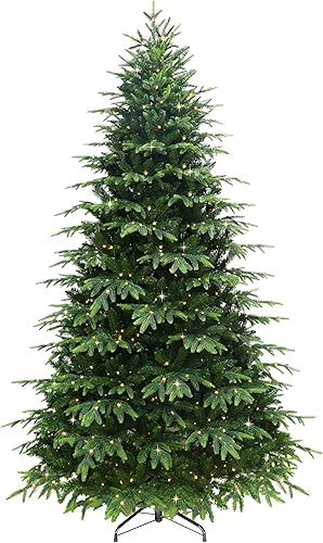 Miniatura 6 de Puleo International Árbol de Navidad artificial de abeto Rutland preiluminado de 7.5 pies con 700 luces LED de arroz seleccionadas, color verde