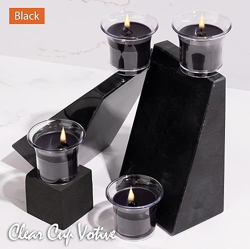 Miniatura 77 de HYOOLA Clear Cup Velas votivas perfumadas – Blanco – 12 horas de tiempo de combustión – Paquete de 4 – Fabricado en Europa Blanco,Amarillo