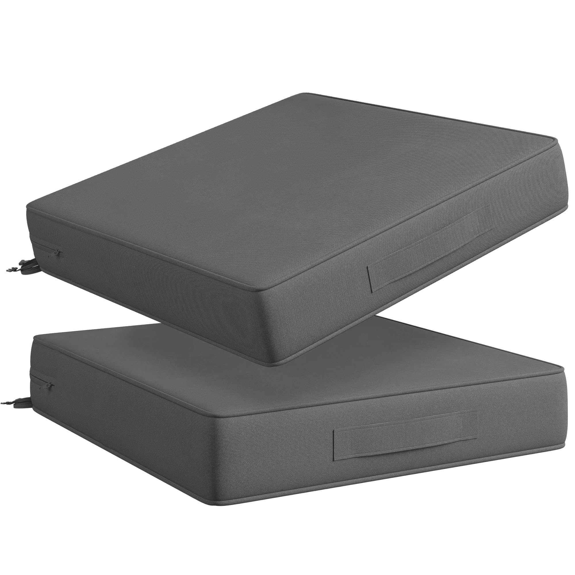 Codi Outdoor Dining Chair Cushions 19 x 19 x 3 Inch, Waterproof Patio Seat Cushion Replacement with Handle & Adjustable Straps, Grey 2 PK-image-33
