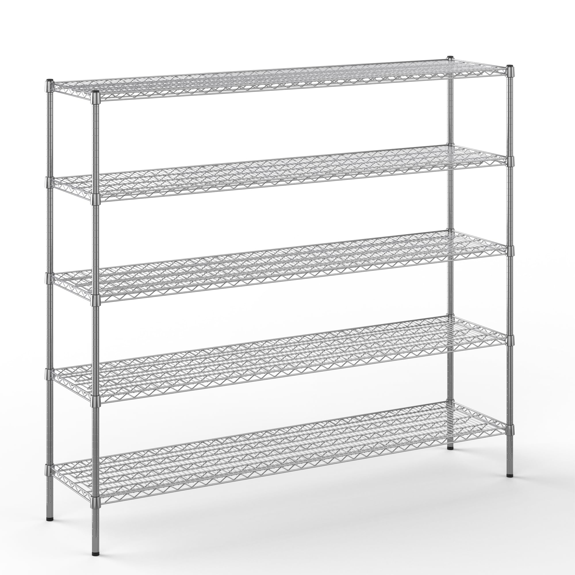 18" Deep x 72" Wide x 64" Height Wire Shelving Kit | 5-Tier | NSF Commercial Storage Rack Unit