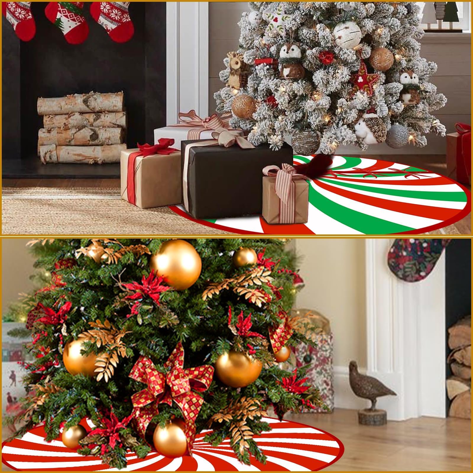 Jupe De Sapin De Noël, 120 Cm, Couverture De Sapin De Noël, Rouge